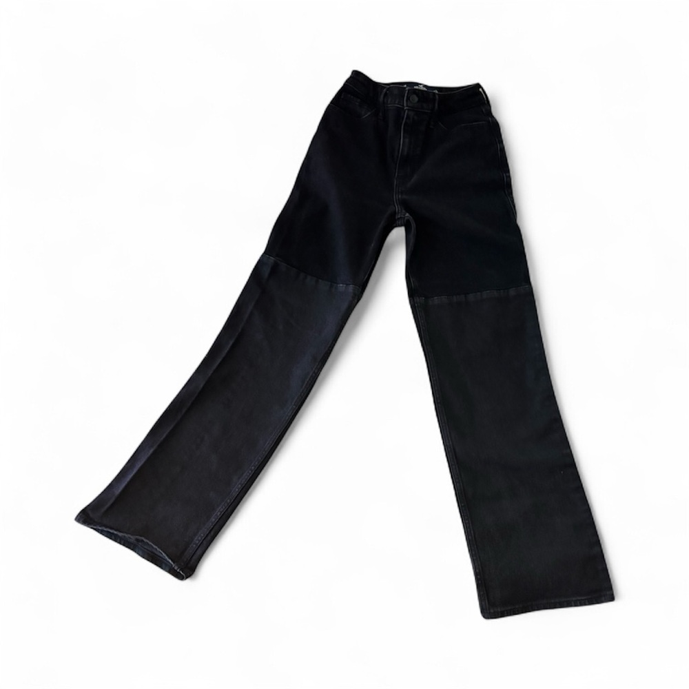 HOLLISTER WOMEN ULTRA HIGH RISE PATCHWORK DAD JEANS VINTAGE STRETCH 24x31 BLACK